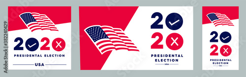 Presidential Election 2020 in United States. Vote day, November 3. US Election. Patriotic american element. Poster, card, banner and background. Vector illustration