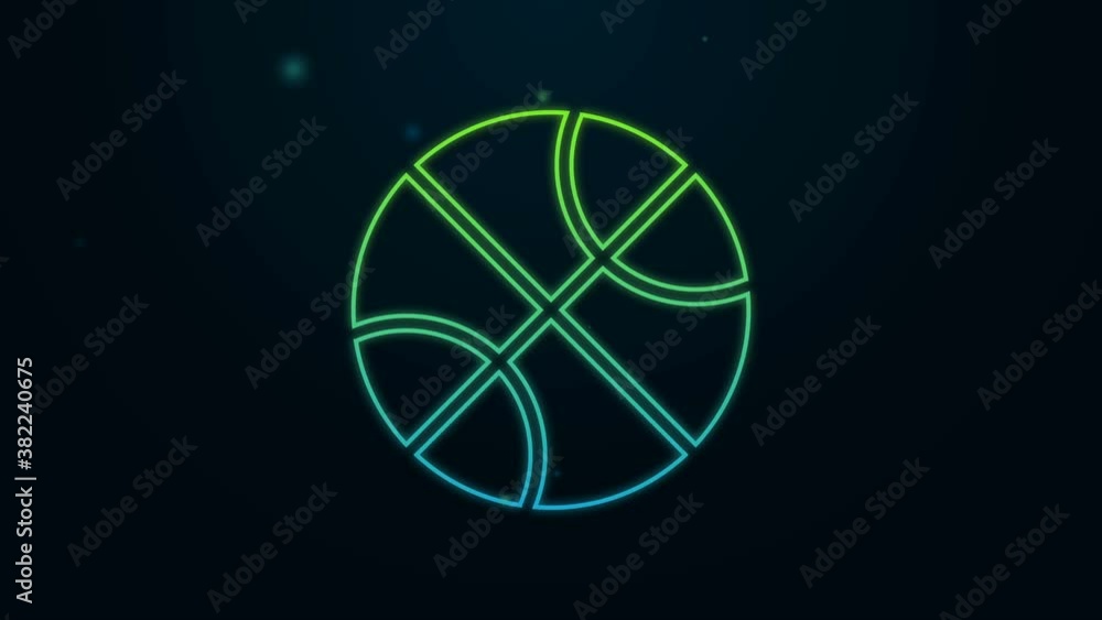 Glowing neon line Basketball ball icon isolated on black background. Sport symbol. 4K Video motion graphic animation Glowing neon line Basketball ball icon isolated on black background. Sport symbol. 4K Video motion graphic animation