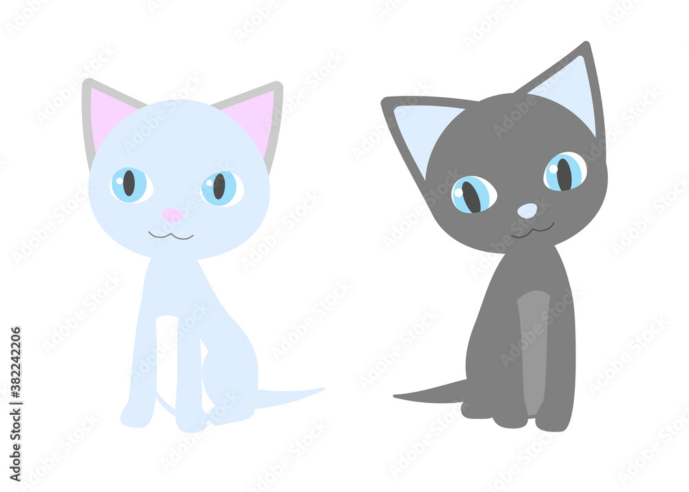 Obraz premium Two abstract cartoon kittens isolated on white background