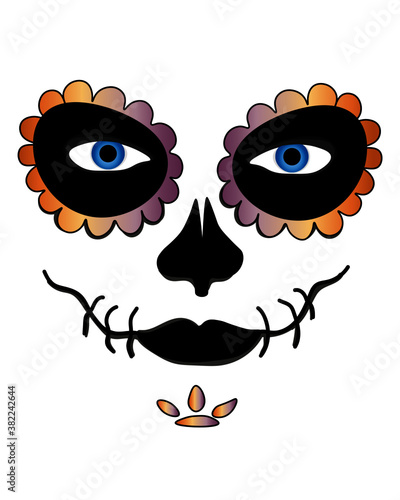 La Catrina for santa muerte ,Mexican death mask  - day of the dead holiday, feast. And for halloween.