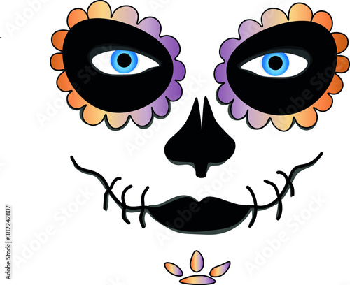 La Catrina for santa muerte ,Mexican death mask  - day of the dead holiday, feast. And for halloween.
