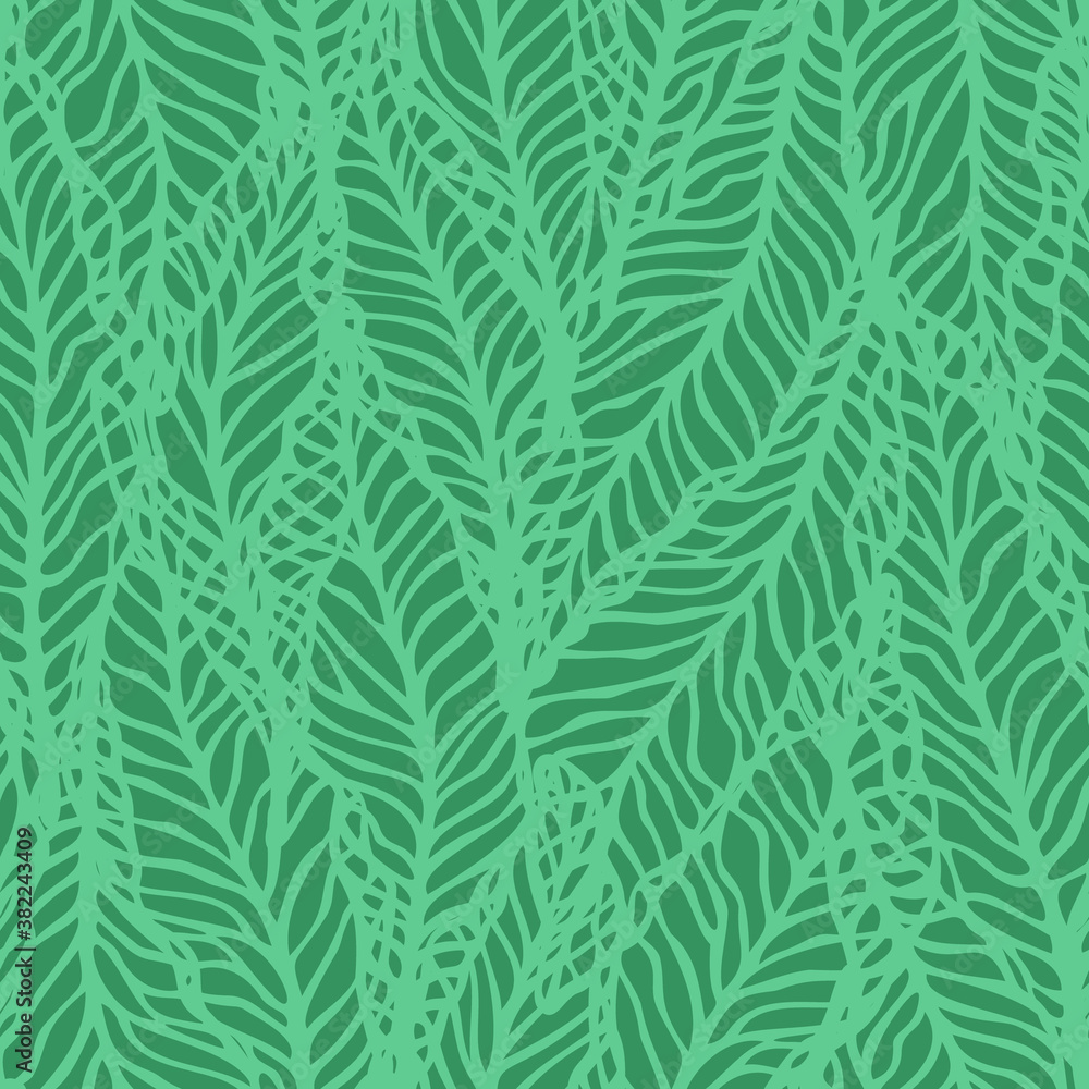 Vector seamless abstract pattern with hand drawn leaves. Beautiful design for textile, wallpaper, wrapping