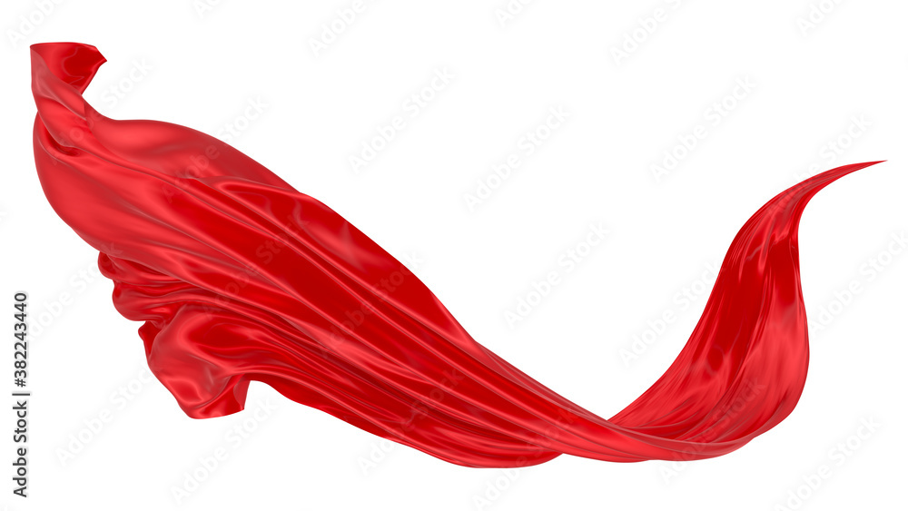 Beautiful flowing fabric of red wavy silk or satin. 3d rendering image. Beautiful flowing fabric of red wavy silk or satin. 3d rendering image.