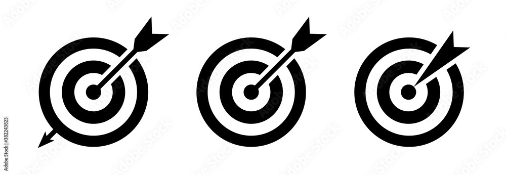 Target icon vector set. Goal icons. Target with arrow – set isolated on white background. Vector - obrazy, fototapety, plakaty 