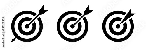 Target icon vector set. Goal icons. Target with arrow – set isolated on white background. Vector