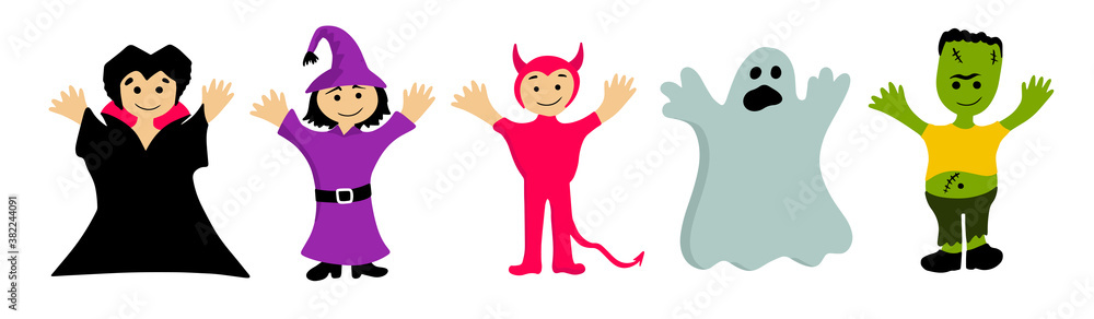 set of cartoon cute characters for halloween set of cartoon cute characters for halloween