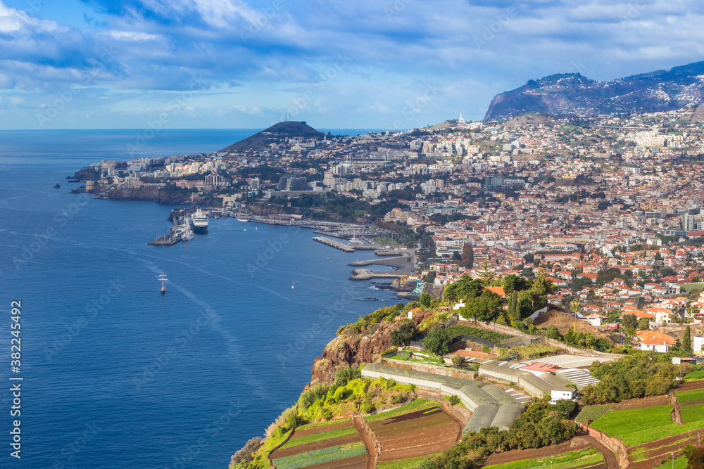 View of Funchal looking towards harbour, Funchal, Madeira, Portugal View of Funchal looking towards harbour, Funchal, Madeira, Portugal