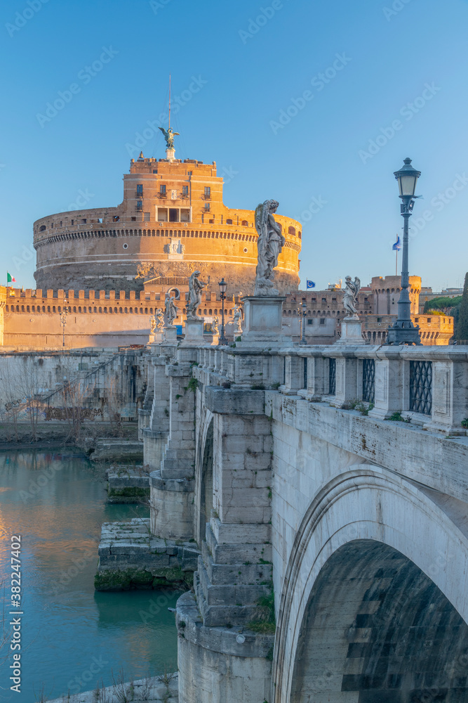 St. Angelo Bridge (Ponte Sant'Angelo) and Castel Sant'Angelo, Rome, Lazio St. Angelo Bridge (Ponte Sant'Angelo) and Castel Sant'Angelo, Rome, Lazio