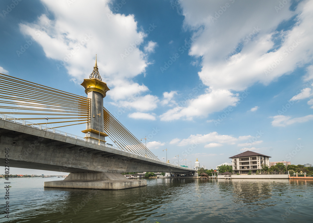 Maha Chesadabodindranusorn Bridge on Chao Phraya River in Bangkok, Thailand