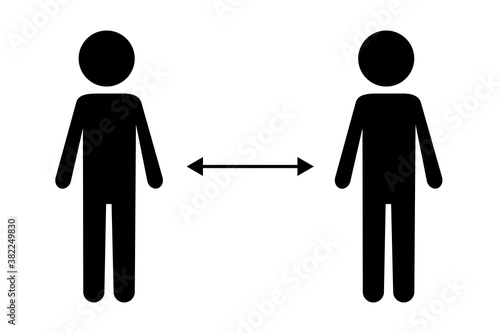 Safe distance icon. Limitation illustration. Coronavirus in society. Communication line. Vector illustration. Stock image.