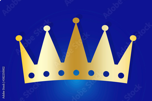 Gold Crown. Royal headdress. Monarch luxury badge. Vector illustration. Stock image.