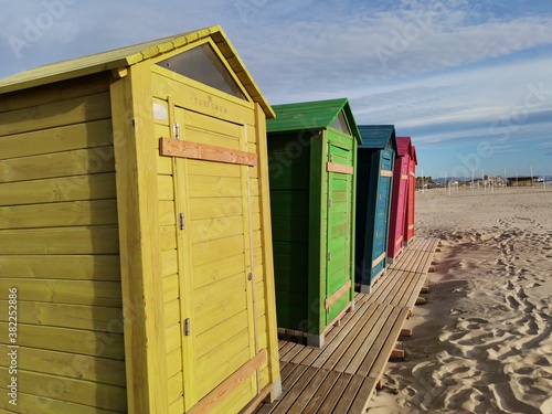 Colorful cottages on the beach 2