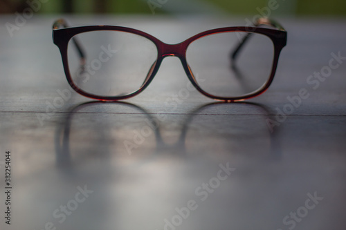 glasses with unfocused floor background