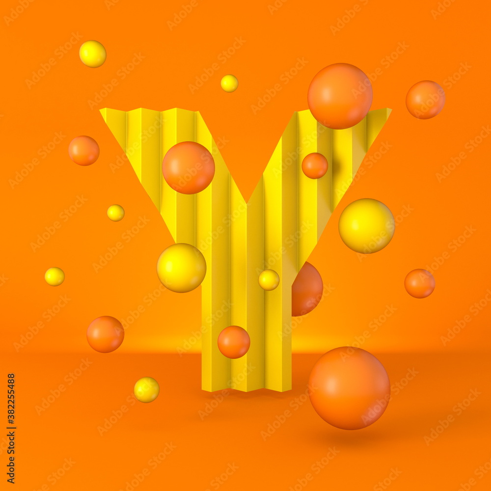 Warm minimal yellow sparkling font Letter Y 3D Warm minimal yellow sparkling font Letter Y 3D