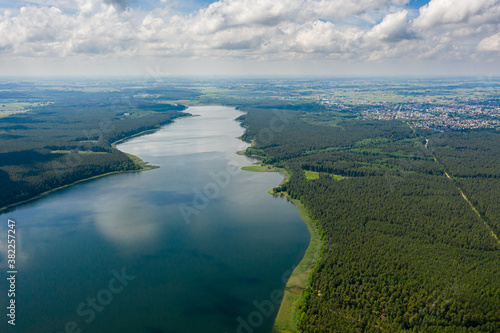Aerial view of Sajno lake near Augustow, Poland © lukszczepanski