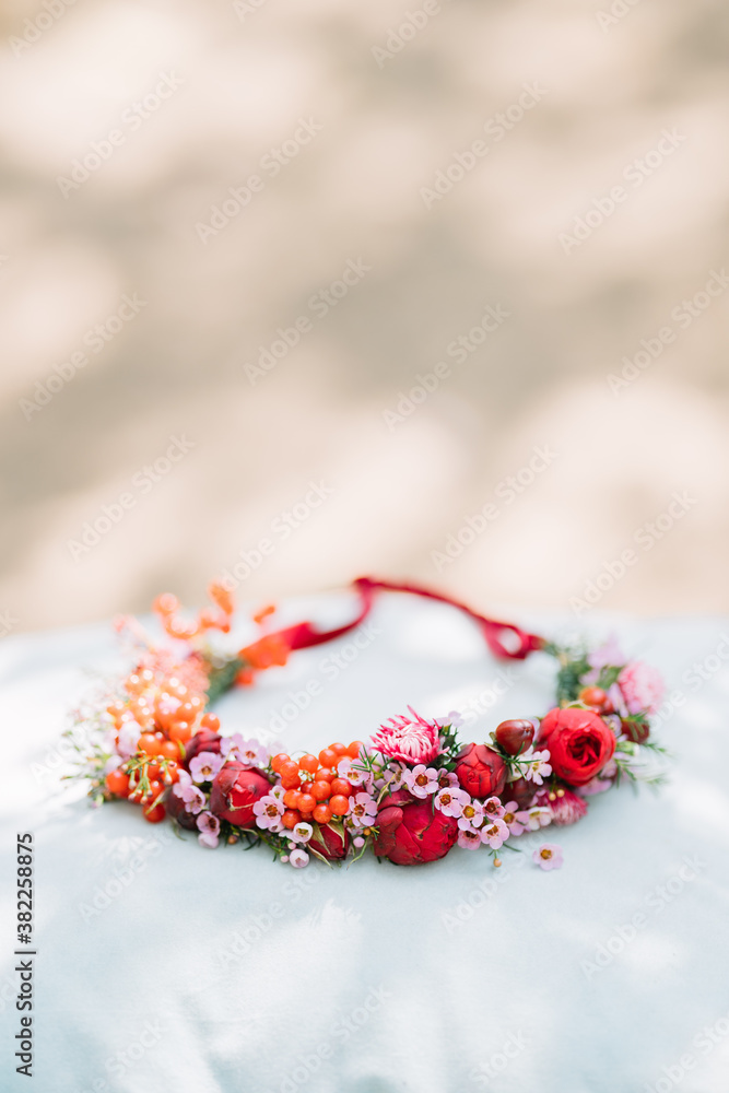 Flower wreath on a sunny day Flower wreath on a sunny day