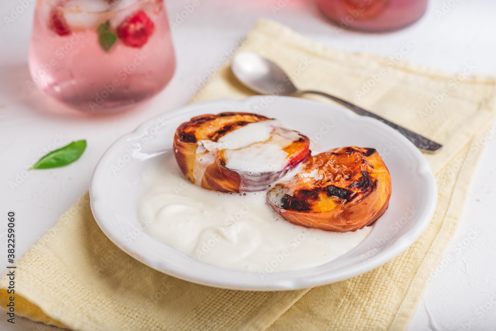 Fototapeta premium Oven Baked Peaches with Brown Sugar