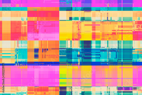 Vibrant, digital pixel glitch background/texture/mosaic/collage - rainbow photo