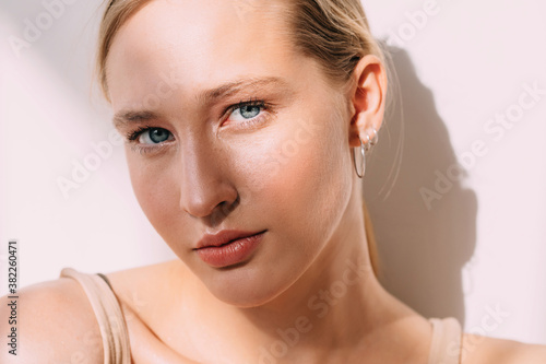 Pretty natural woman looking at camera