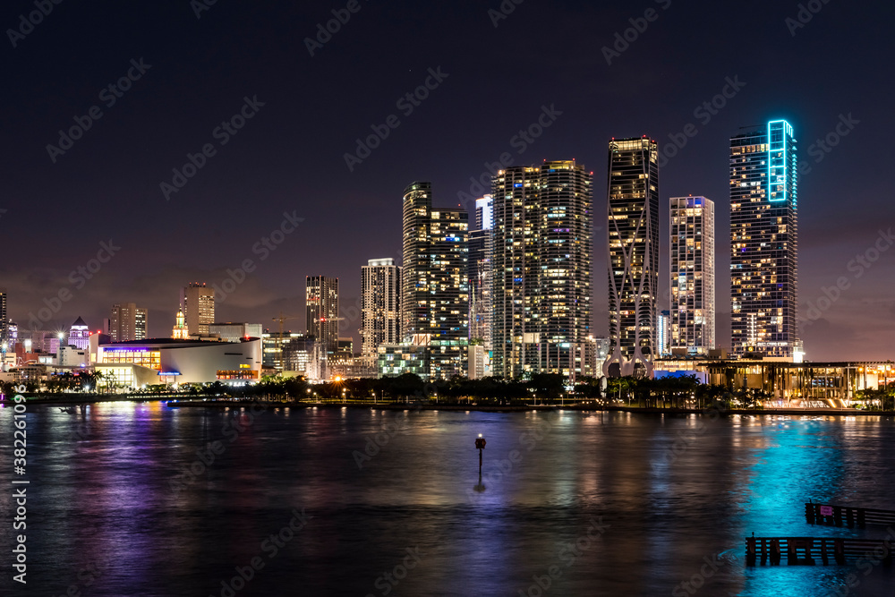 Miami cityscape after sunset, Florida. USA. Miami cityscape after sunset, Florida. USA.