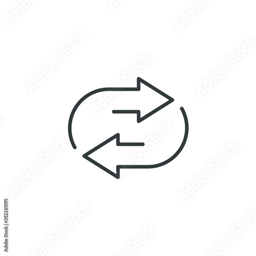 double reverse arrow, replace icon, exchange linear sign on white background - editable vector illustration eps10