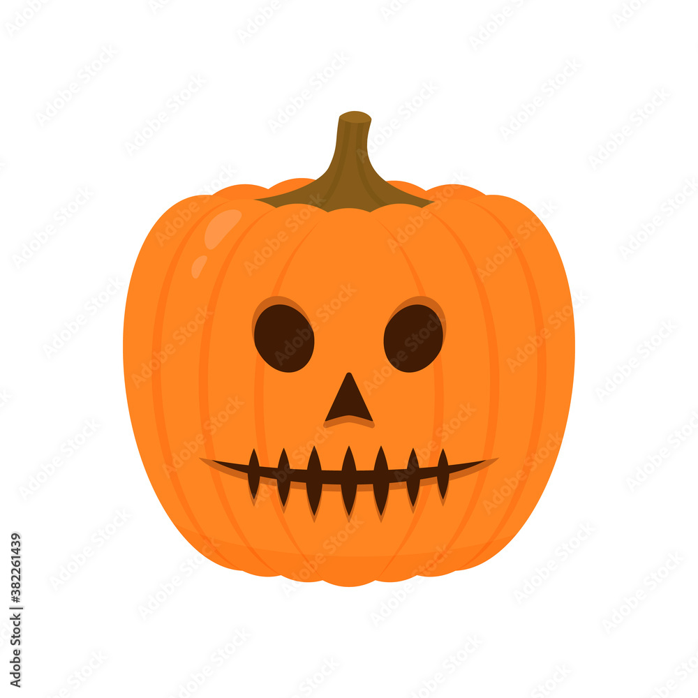 Halloween Pumpkin with spooky face icon isolated on white. Cute cartoon Jack-o -Lantern. Halloween party decorations. Easy to edit vector template Halloween Pumpkin with spooky face icon isolated on white. Cute cartoon Jack-o -Lantern. Halloween party decorations. Easy to edit vector template
