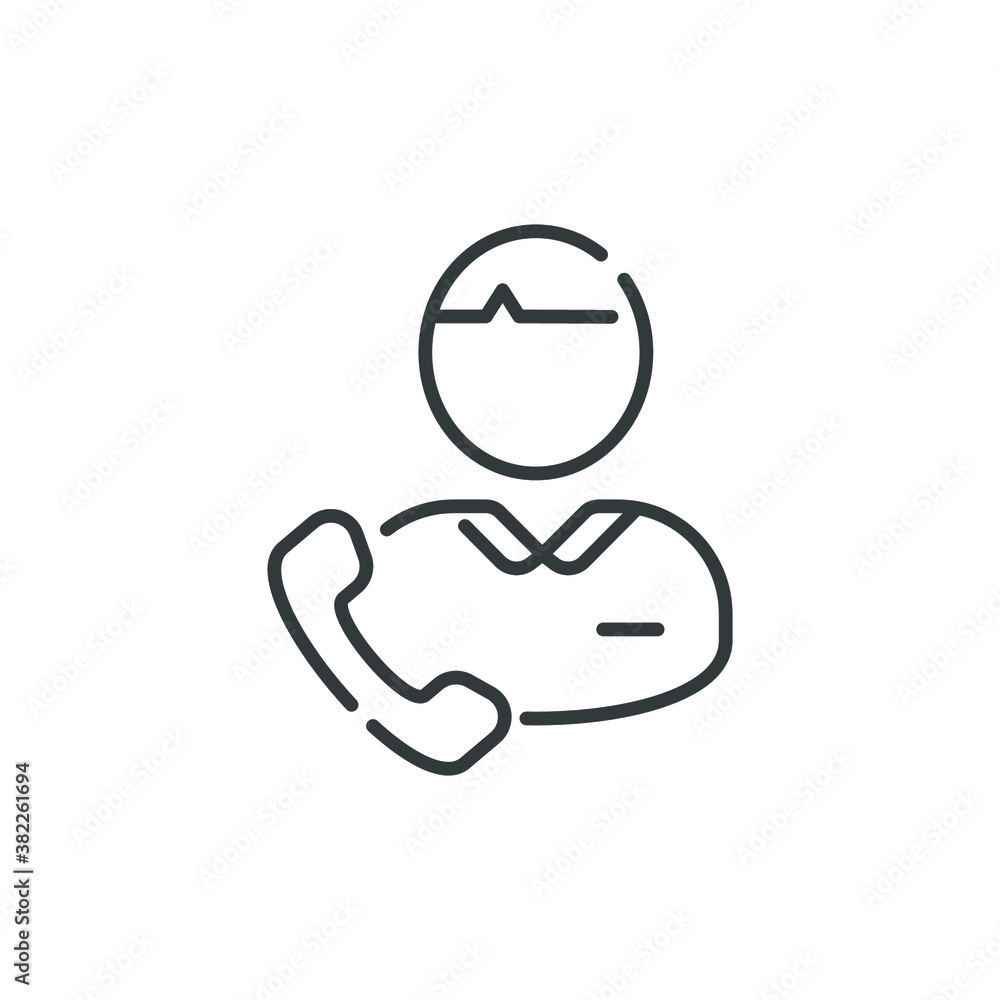 support service icon, hotline customer advice, call center help, line symbol on white background. Vector illustration eps10