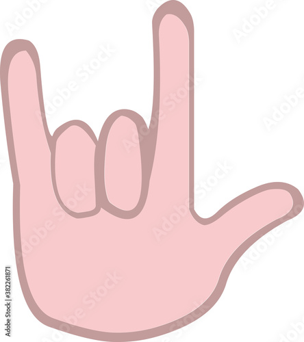 Vector emoticon illustration of a hand making a heavy metal concept gesture