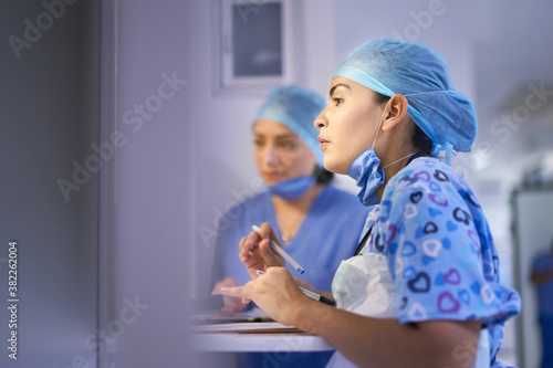 Nurses taking orders at an in-house hospital pharmacy