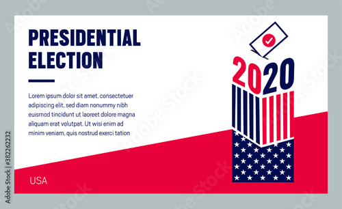 Presidential Election 2020 in United States. Vote day, November 3. US Election. Patriotic american element. Poster, card, banner and background. Vector illustration