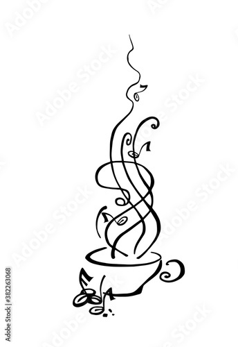 Photography Vector Coffee cup music steam hand drawn