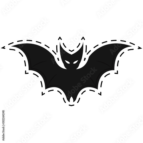 Isolated bat halloween october scary icon sticker- Vector