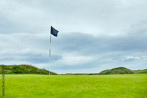 blue flag at the golf course.