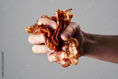 fried bacon strips photo