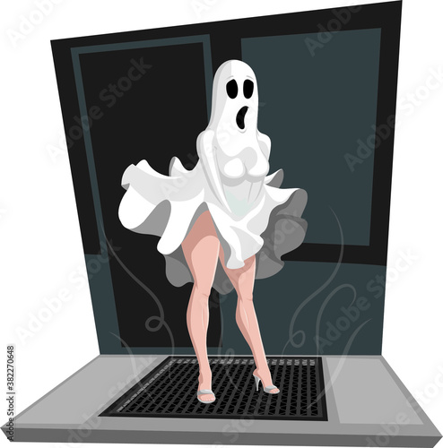 Картината върху платно Ghost emulating Marylin Monroe scene on halloween