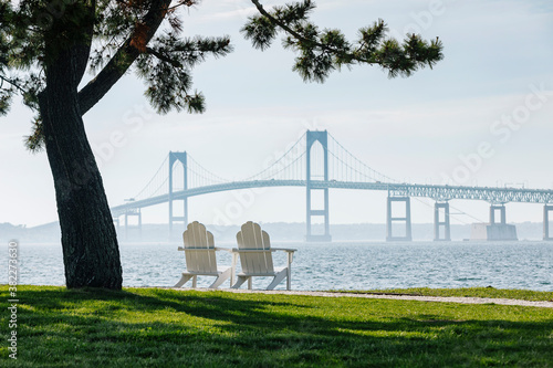 Beautiful View of Newport Bridge in Newport, Rhode Island