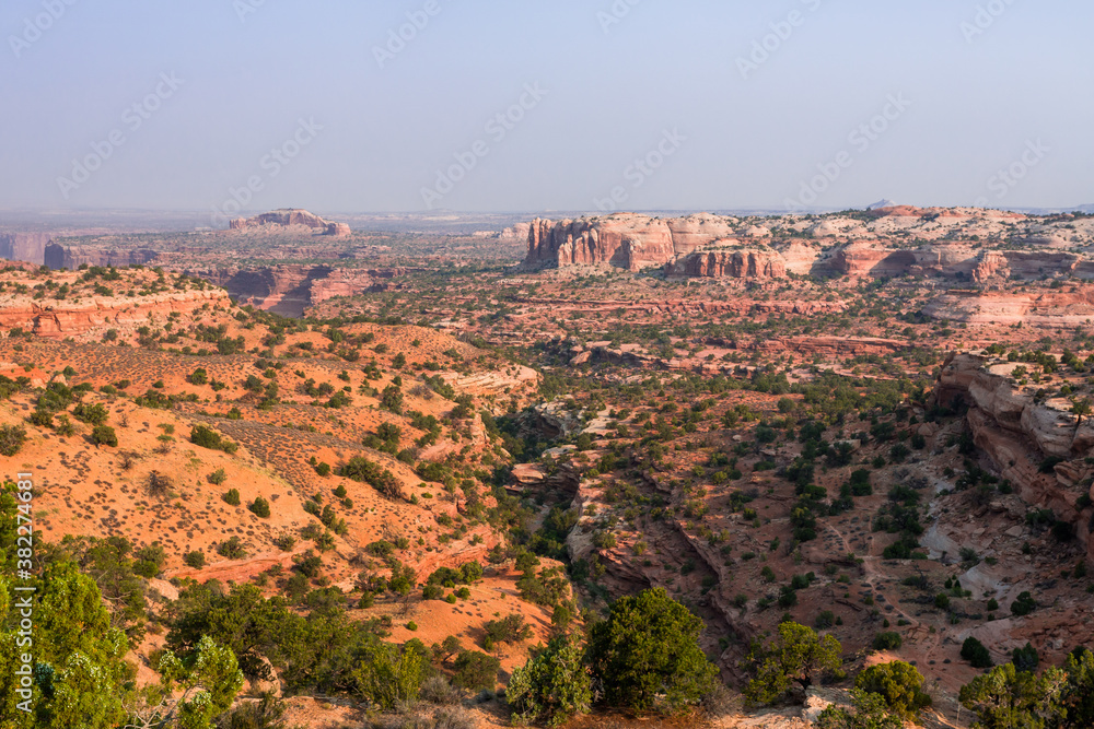 Eroded geological formations and landscape in the Canyonlands National Park in Utah, USA