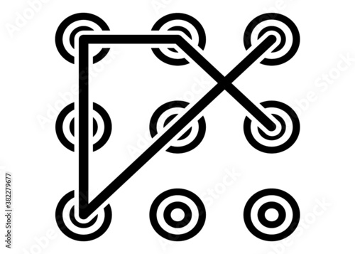 Lock pattern glyph icon. Hand entering smartphone password. Silhouette symbol. Negative space. Vector isolated illustration
