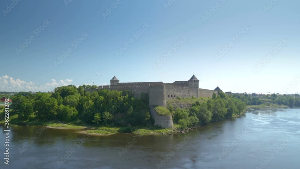 A landscape view of the Ivangorod castle in Russia A landscape view of the Ivangorod castle in Russia