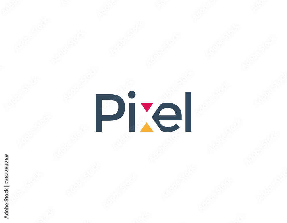 Pixel negative space logo design illustration. Pixel negative space logo design illustration.