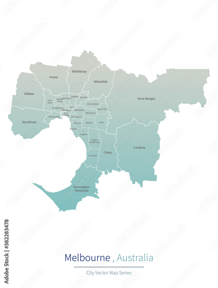 Fototapeta premium Melbourne Map. a major city in the Australia.