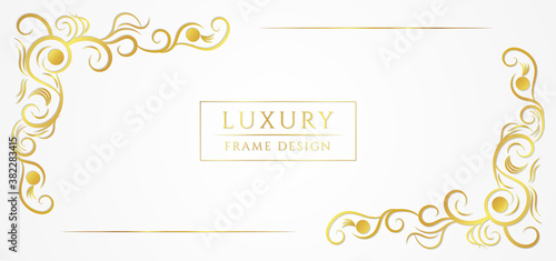 Luxury gold frame design floral concept white background