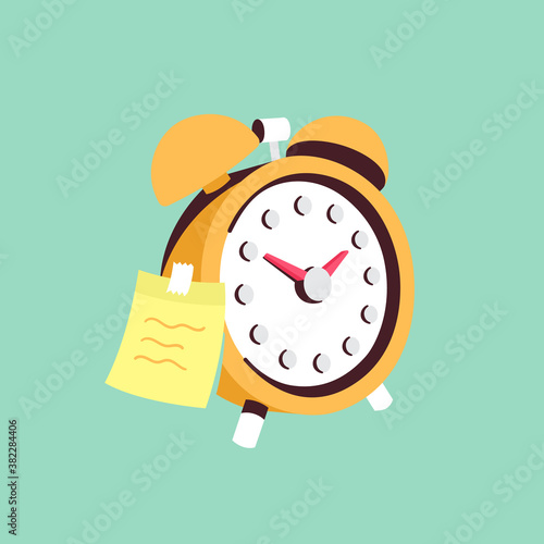 Alarm Clock with Sticky Note.
