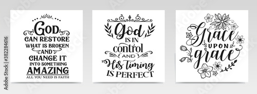 Christian quotes letter typography set illustration.