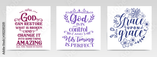 Christian quotes letter typography set illustration.