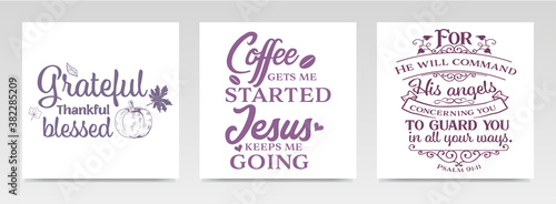 Christian quotes letter typography set illustration.
