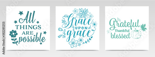 Christian quotes letter typography set illustration.