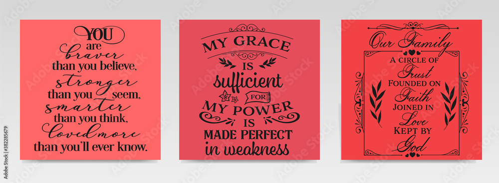Christian quotes letter typography set illustration. Christian quotes letter typography set illustration.