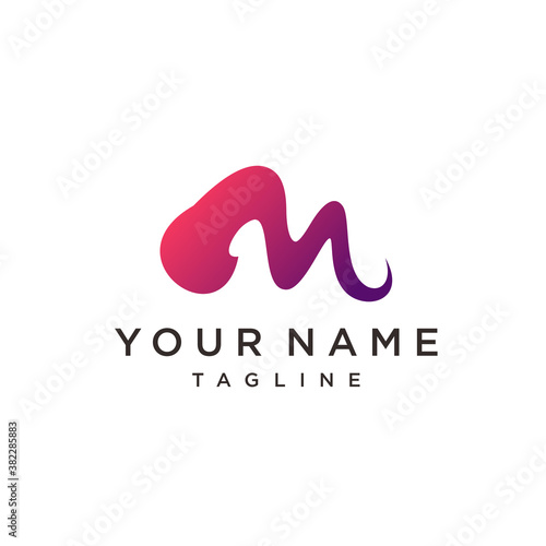 Abstract letter M  W logo template. Material design style 3d.