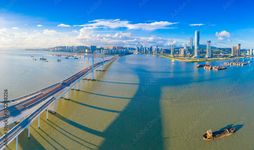 Obraz premium Aerial scenery of Xiwan bridge in Macao, China